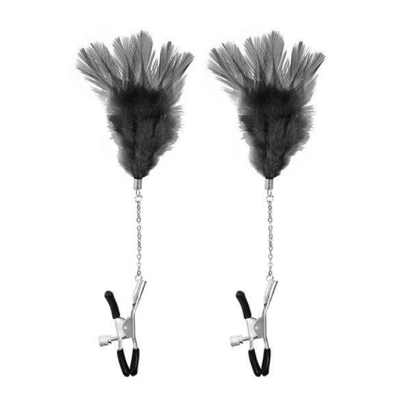 Pinces à seins pression réglable plumes noires 